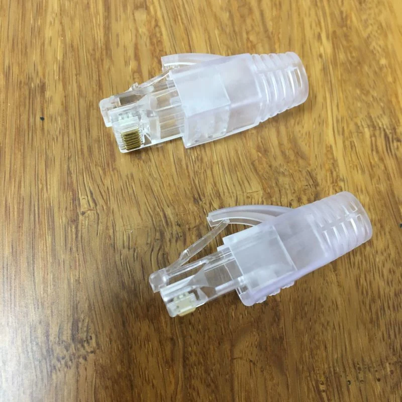 RJ45 Pass Through Modular Plug UTP Ethernet Cables Network Modular Plug Cat5e/CAT6/CAT6A RJ45 Crystal Heads 8p8c RJ45 Network Modular Plug with Boot