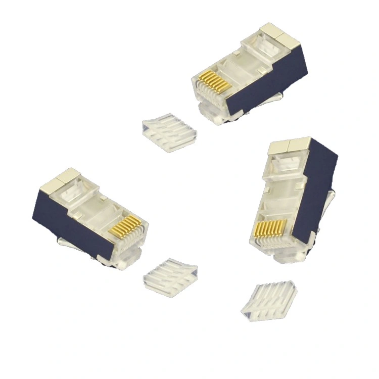 RJ45 FTP/STP/SFTP CAT6 Shielded Modular Plug 8p8c Shield Ethernet Connector Network Plug with Insert Bar