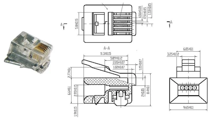 Rj11 Modular Plug Cat3 Voice Phone Connector 6p4c Telephone Modular Plug for Telephone Cable