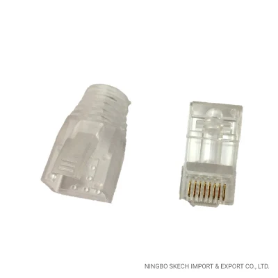 Spina modulare passante RJ45 Cavo Ethernet UTP Spina modulare di rete Cat5e/CAT6/CAT6A Teste di cristallo RJ45 Spina modulare di rete RJ45 8p8c con avvio