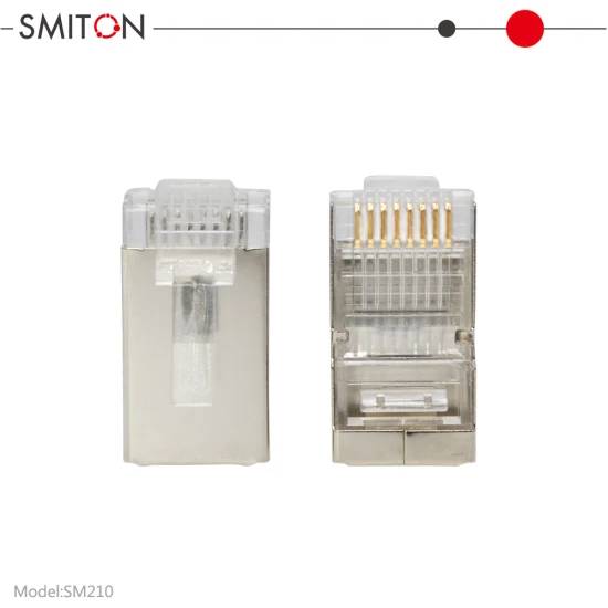 Connettori modulari Cat5 CAT6 8p8c placcati oro da 1000 pezzi per cavo Ethernet intrecciato FTP/STP e filo pieno