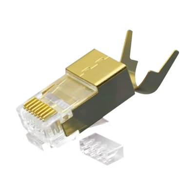 Spina modulare CAT.7 RJ45 8P8C, schermata (FTP), connettori di rete, schermatura in rame placcato oro, kit da 2 pezzi in metallo