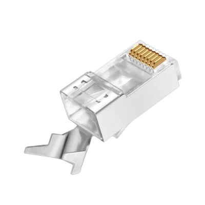 Spina schermata in metallo RJ45 8p8c Cat. 6A Cat. 7 con placcatura in oro